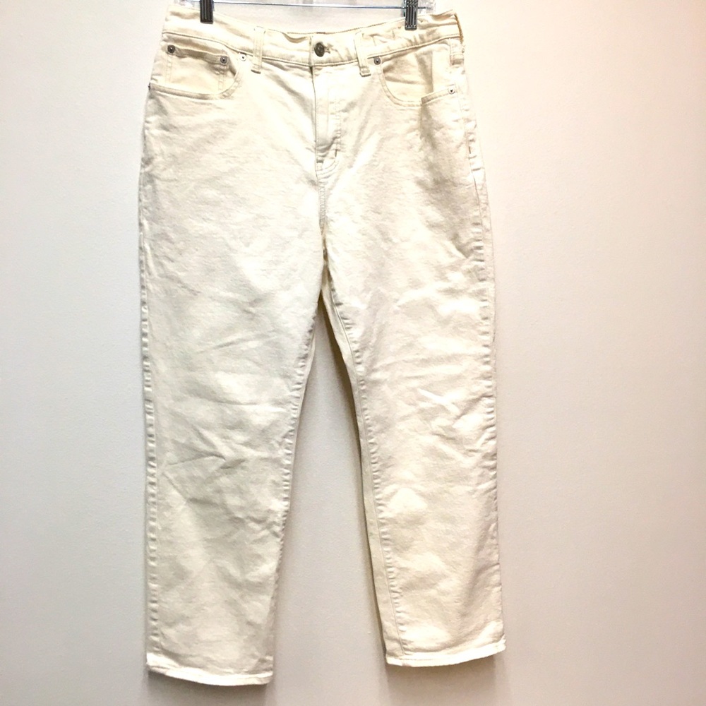 Madewell Loose Fit Jeans 31 Petite Cream Casual Stretch Denim